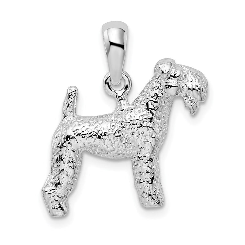 Sterling Silver De-Ani Rhodium-Plated Textured 3D Kerry Blue Terrier Pendant
