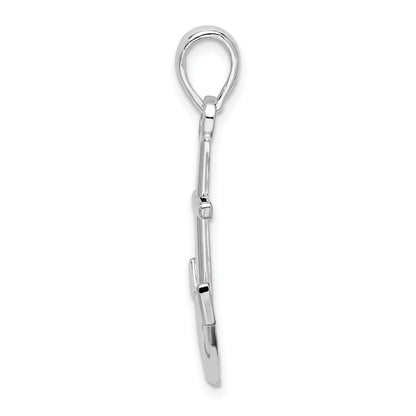 Sterling Silver De-Ani Rhodium-Plated Polished Anchor Pendant