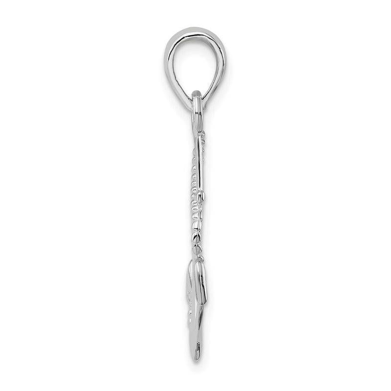 Sterling Silver De-Ani Rhodium-Plated Polished 3D Anchor And Rope Pendant