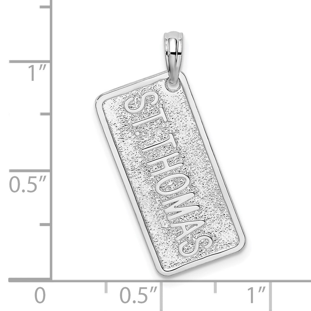 Sterling Silver De-Ani Rhodium-Plated St. Thomas License Plate Pendant