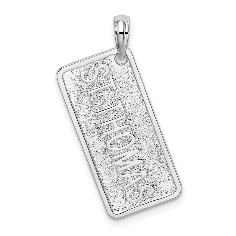Sterling Silver De-Ani Rhodium-Plated St. Thomas License Plate Pendant