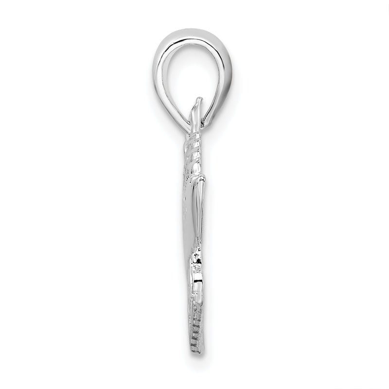 Sterling Silver De-Ani Rhodium-Plated Polished St. Thomas Cruise Ship Pendant