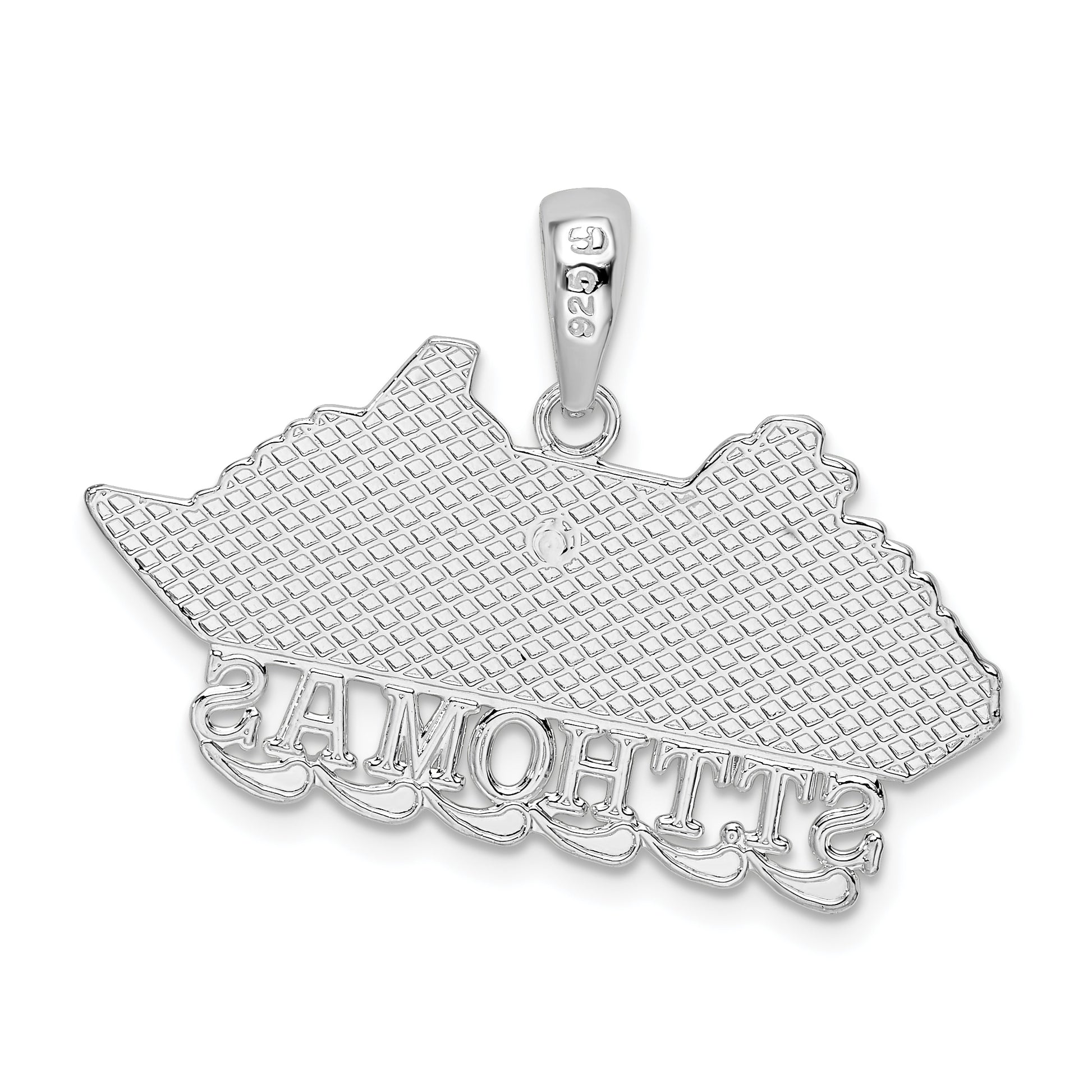 Sterling Silver De-Ani Rhodium-Plated Polished St. Thomas Cruise Ship Pendant