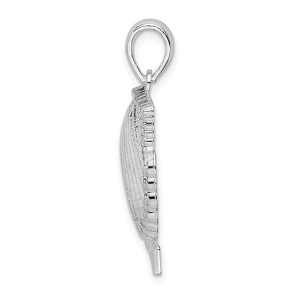Sterling Silver De-Ani Rhodium-Plated Polished St. Thomas Scallop Shell Pendant