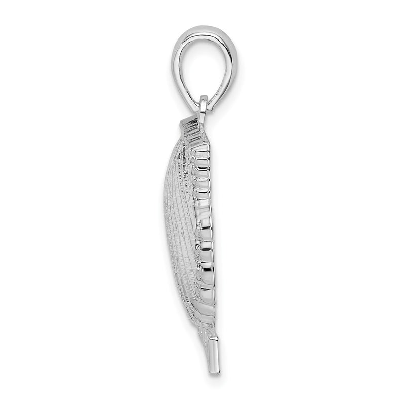 Sterling Silver De-Ani Rhodium-Plated Polished St. Thomas Scallop Shell Pendant