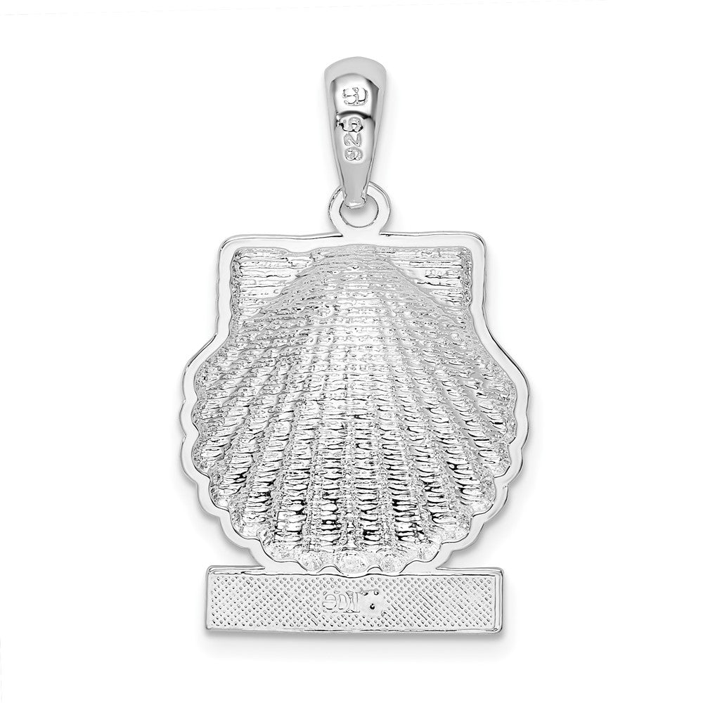 Sterling Silver De-Ani Rhodium-Plated Polished St. Thomas Scallop Shell Pendant