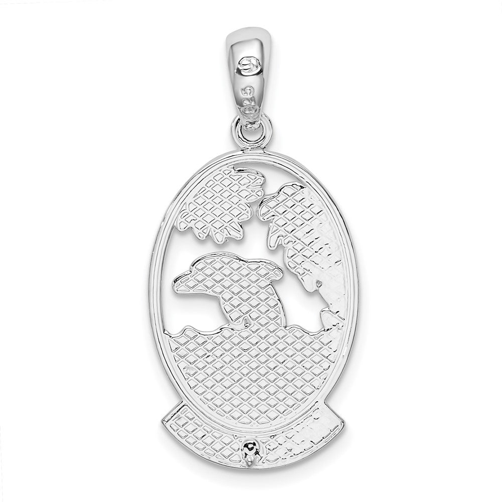 Sterling Silver De-Ani Rhodium-Plated St. Thomas Dolphin Sunset Pendant