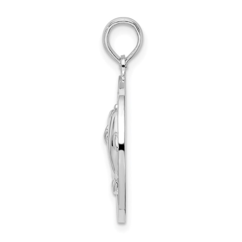 Sterling Silver De-Ani Rhodium-Plated St. Thomas Circle With Dolphins Pendant