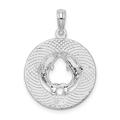 Sterling Silver De-Ani Rhodium-Plated St. Thomas Circle With Dolphins Pendant