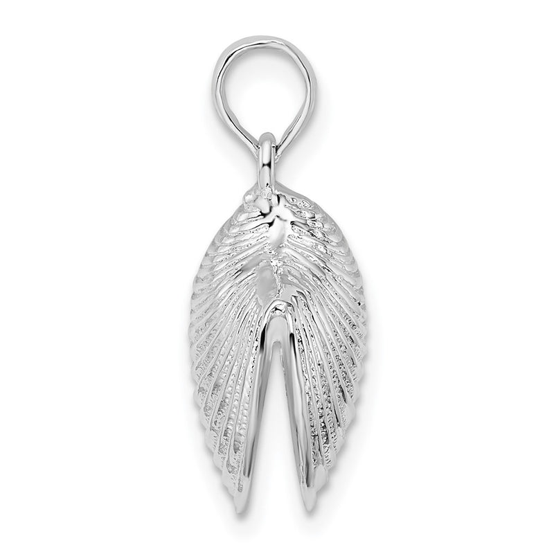Sterling Silver De-Ani Rhodium-Plated Polished 3D Clam Shell Pendant