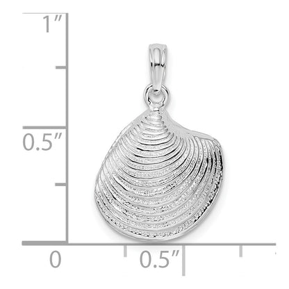 Sterling Silver De-Ani Rhodium-Plated Polished 3D Clam Shell Pendant