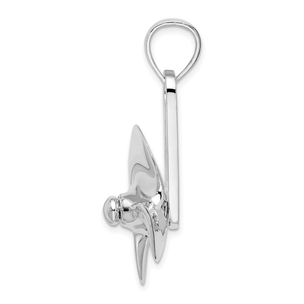 Sterling Silver De-Ani Rhodium-Plated Polished Moveable 3D Propeller Pendant