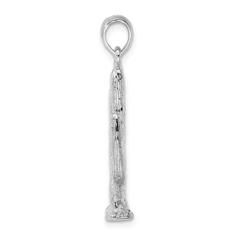 Sterling Silver De-Ani Rhodium-Plated Polished 3D Saguaro Cactus Pendant