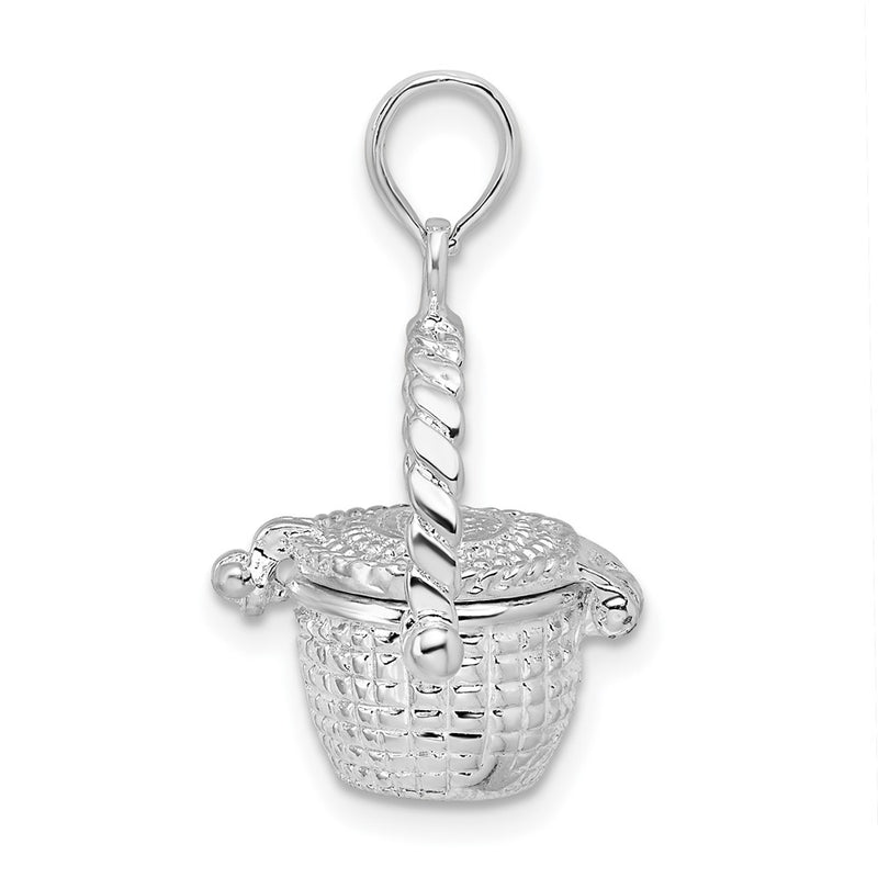 Sterling Silver De-Ani Rhodium-Plated Moveable 3D Nantucket Basket Pendant