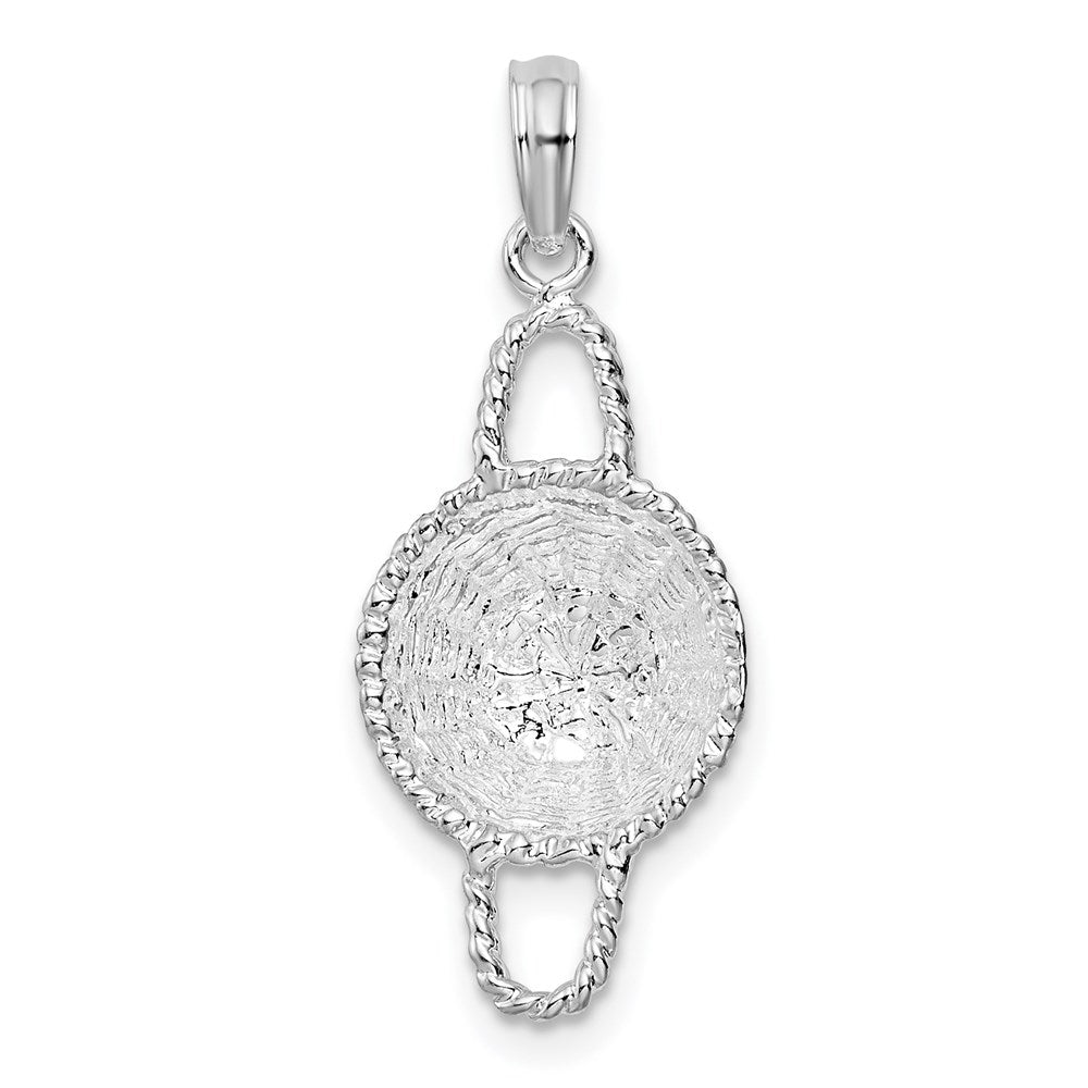 Sterling Silver De-Ani Rhodium-Plated Polished 3D Round Basket Pendant