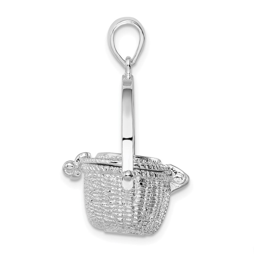 Sterling Silver De-Ani Rhodium-Plated Moveable 3D Nantucket Basket Pendant