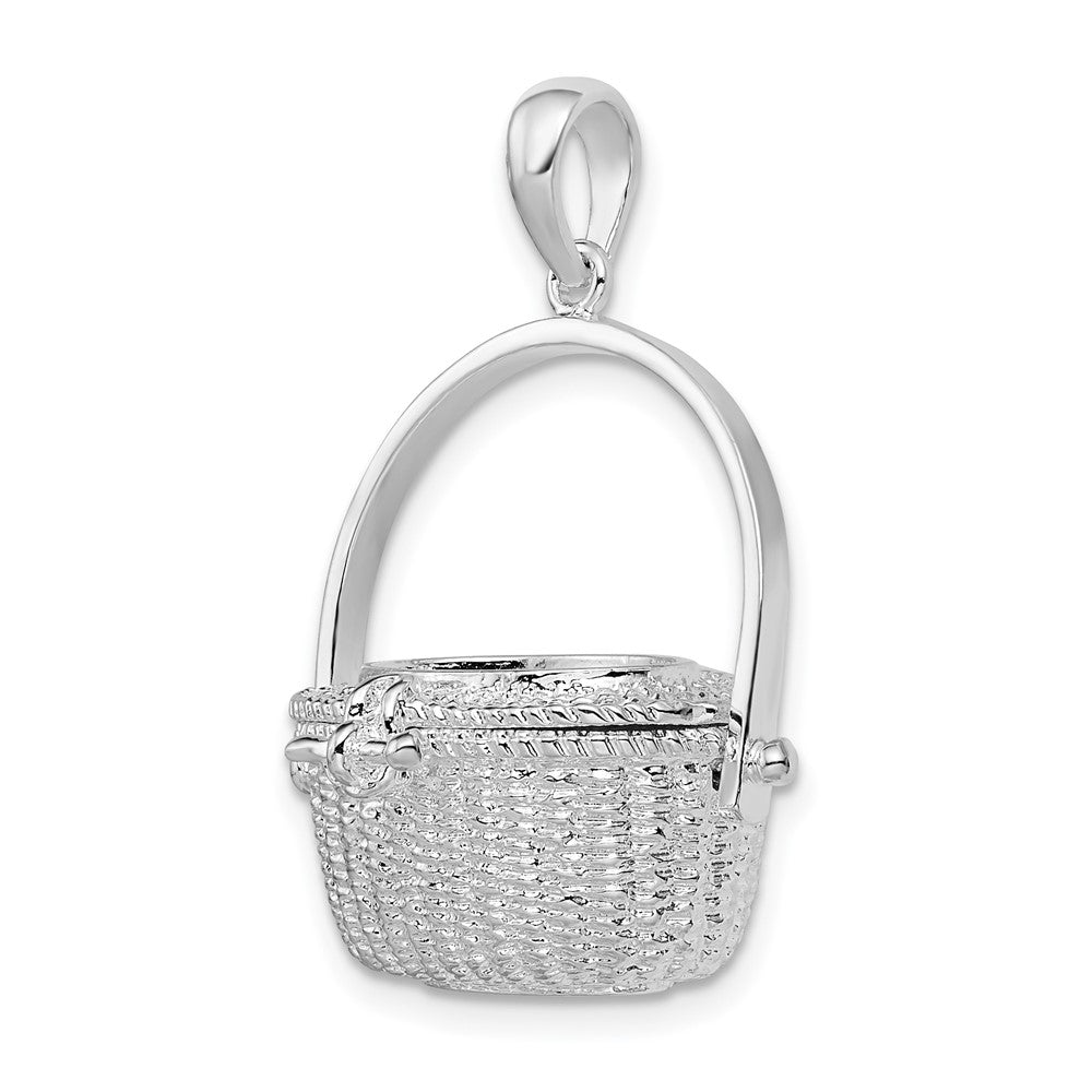 Sterling Silver De-Ani Rhodium-Plated Moveable 3D Nantucket Basket Pendant