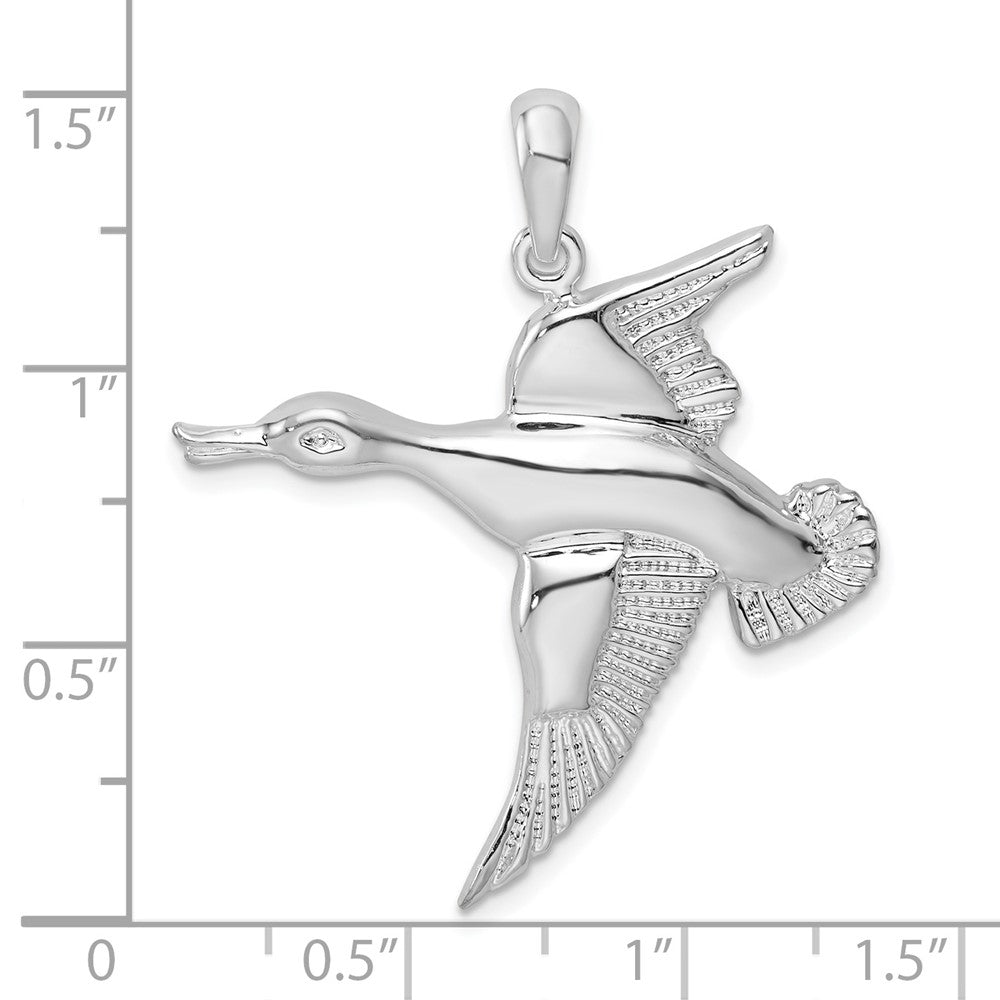Sterling Silver De-Ani Rhodium-Plated Polished Flying Duck Pendant