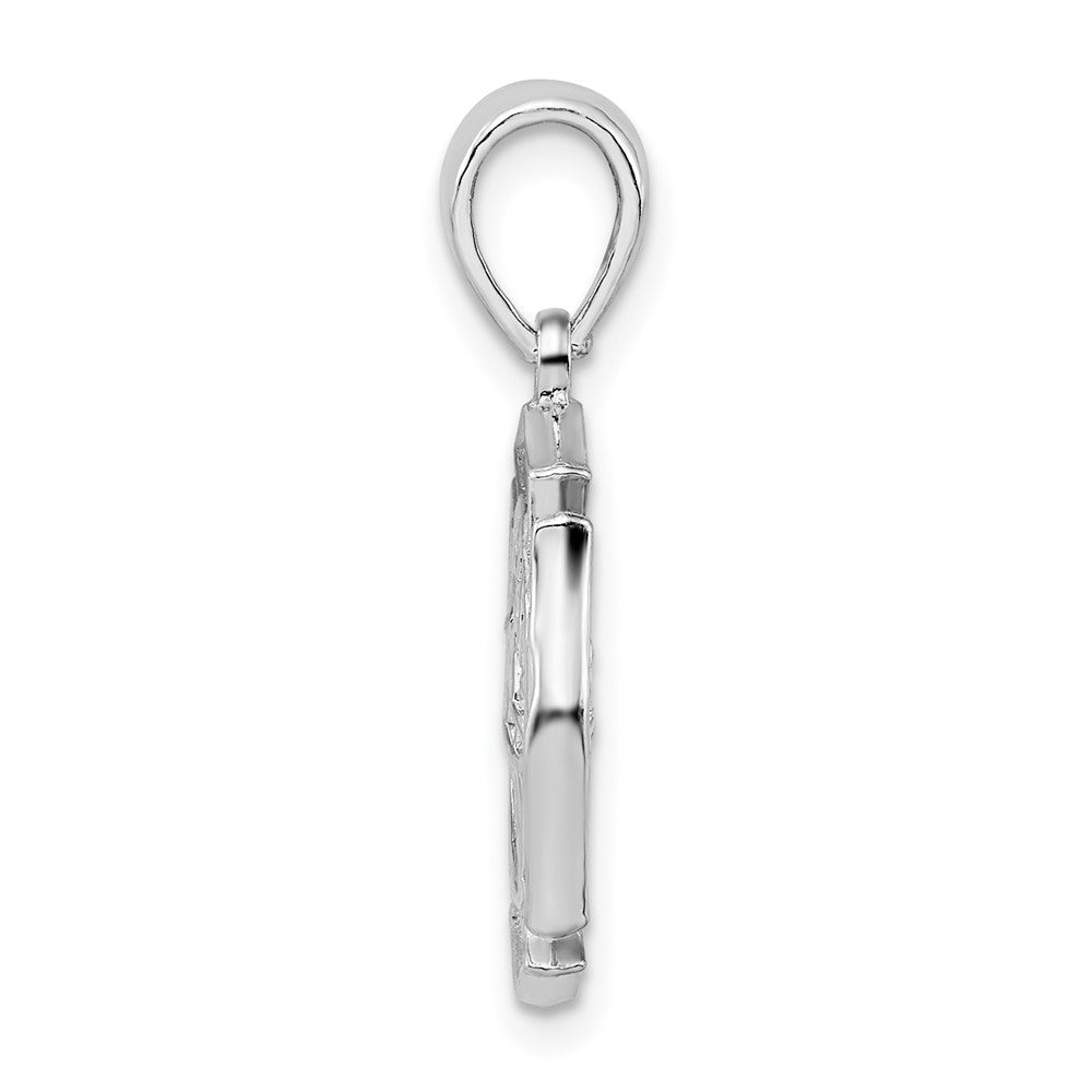 Sterling Silver De-Ani Rhodium-Plated Polished Reversible Fireman Medal Pendant
