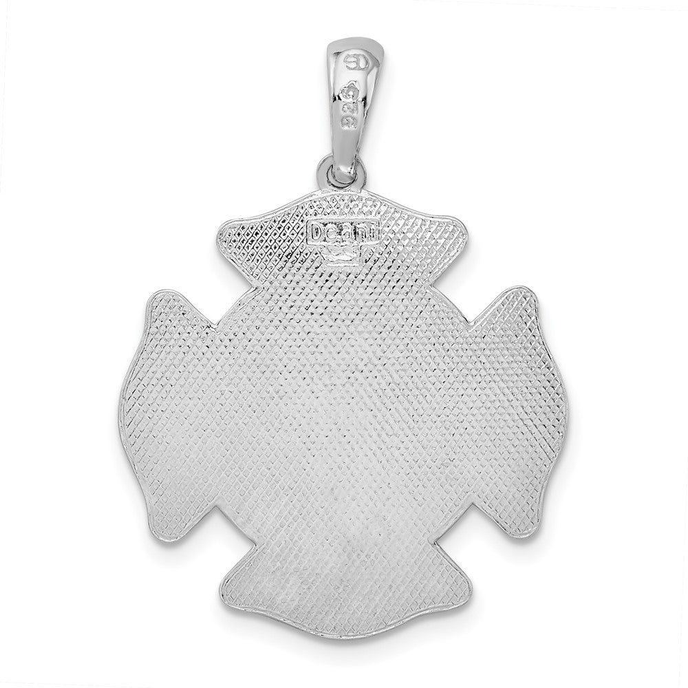 Sterling Silver De-Ani Rhodium-Plated St. Florian Fire Department Medal Pendant