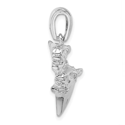 Sterling Silver De-Ani Rhodium-Plated Polished Double Horse Head Pendant