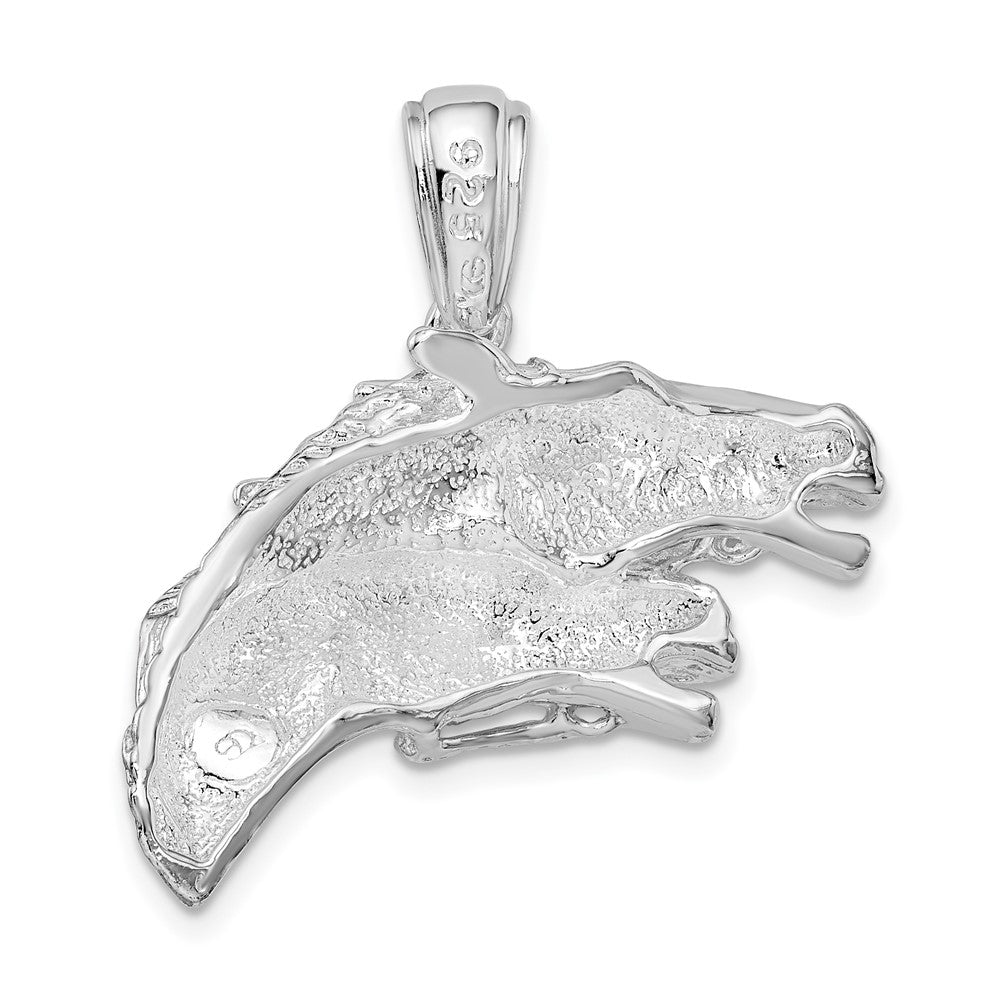 Sterling Silver De-Ani Rhodium-Plated Polished Double Horse Head Pendant