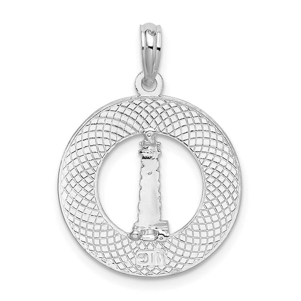 Sterling Silver De-Ani Rhodium-Plated Kennebunkport Circle With Lighthouse Pendant