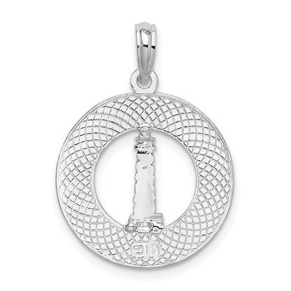 Sterling Silver De-Ani Rhodium-Plated Kennebunkport Circle With Lighthouse Pendant
