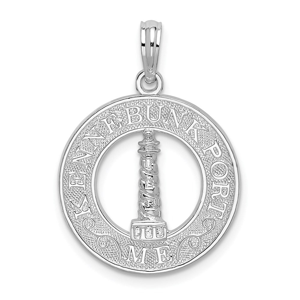 Sterling Silver De-Ani Rhodium-Plated Kennebunkport Circle With Lighthouse Pendant