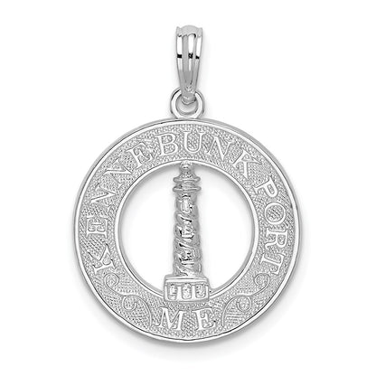 Sterling Silver De-Ani Rhodium-Plated Kennebunkport Circle With Lighthouse Pendant