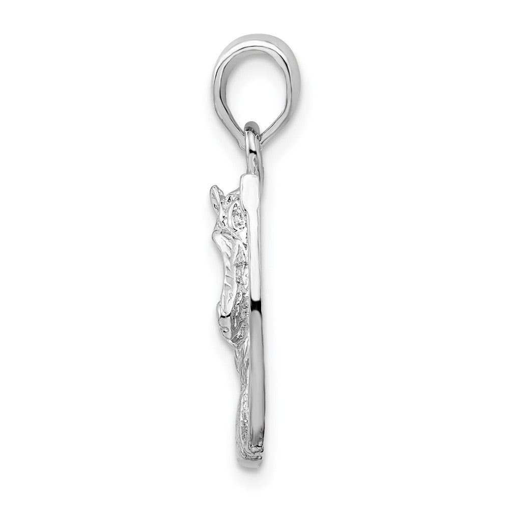 Sterling Silver De-Ani Rhodium-Plated Polished Horse Head In Horseshoe Pendant