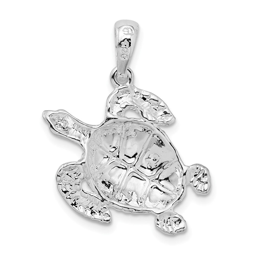 Sterling Silver De-Ani Rhodium-Plated Polished Sea Turtle Pendant