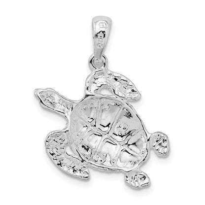 Sterling Silver De-Ani Rhodium-Plated Polished Sea Turtle Pendant
