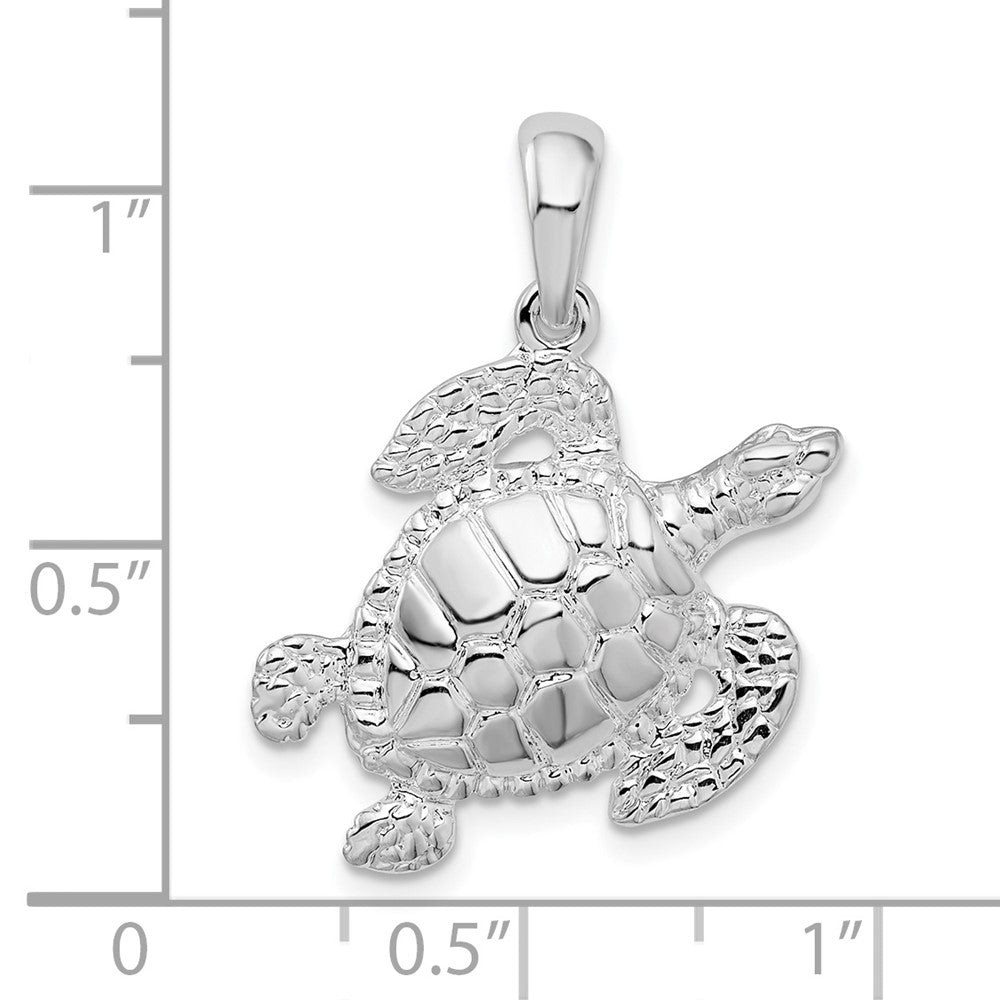 Sterling Silver De-Ani Rhodium-Plated Polished Sea Turtle Pendant