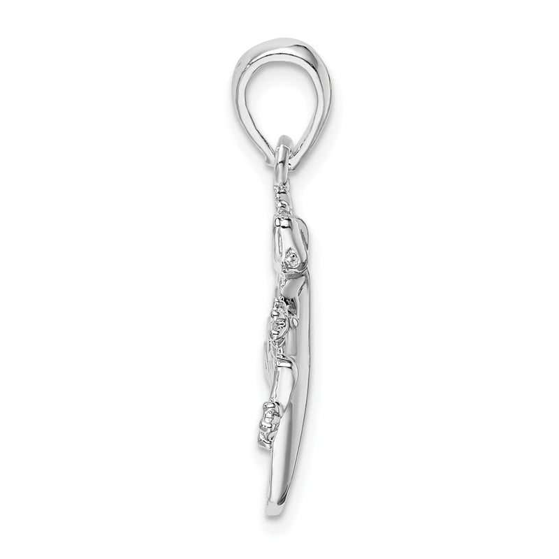 Sterling Silver De-Ani Rhodium-Plated Polished Gecko Pendant