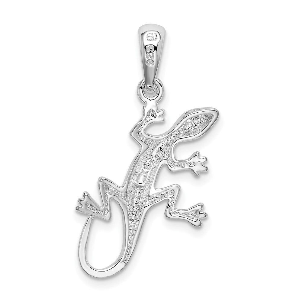 Sterling Silver De-Ani Rhodium-Plated Polished Gecko Pendant