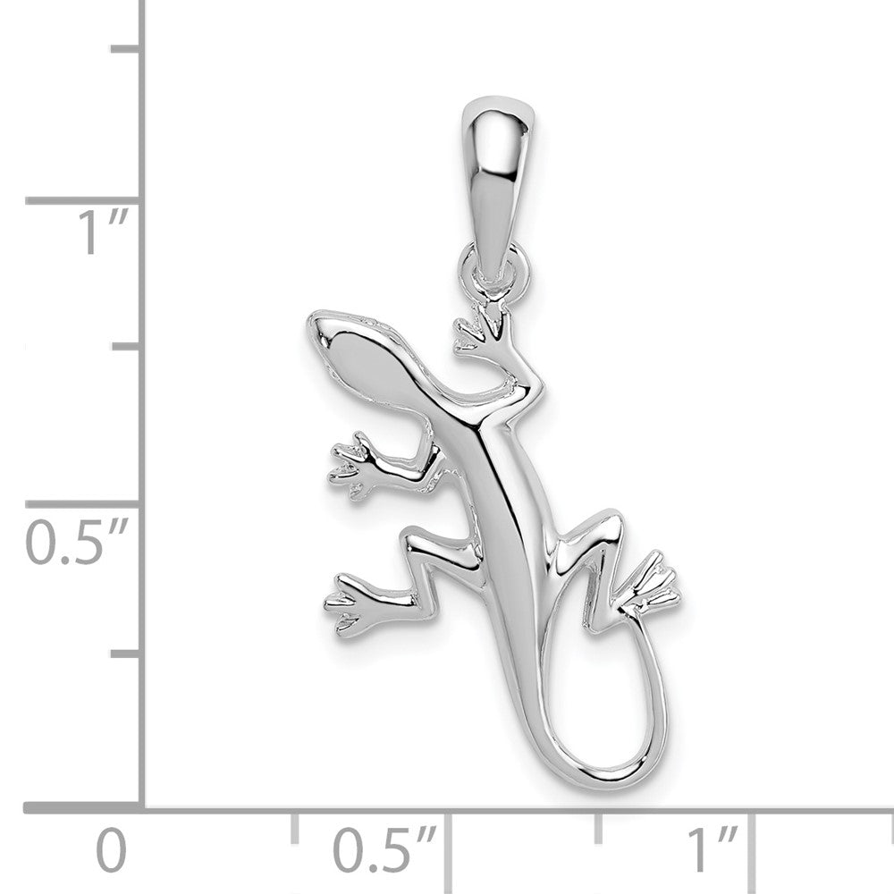 Sterling Silver De-Ani Rhodium-Plated Polished Gecko Pendant