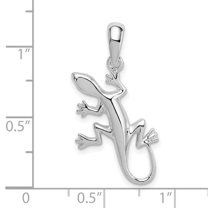 Sterling Silver De-Ani Rhodium-Plated Polished Gecko Pendant