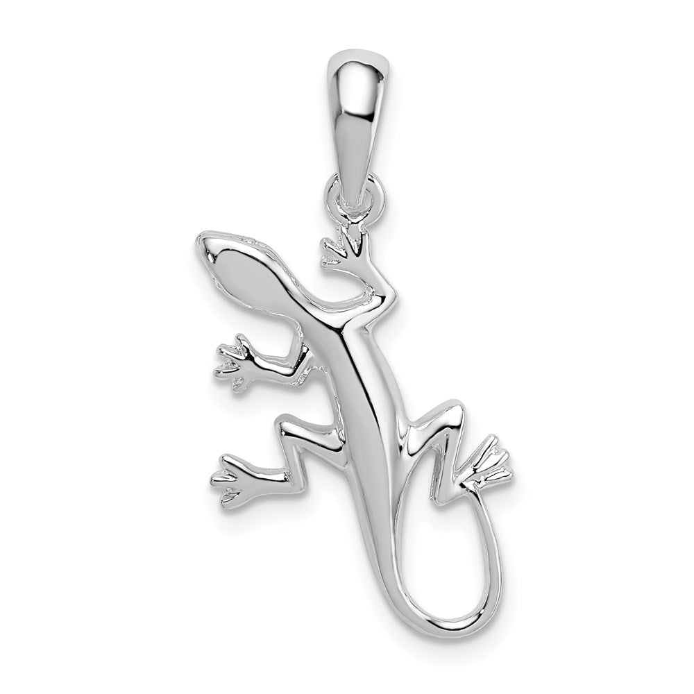 Sterling Silver De-Ani Rhodium-Plated Polished Gecko Pendant