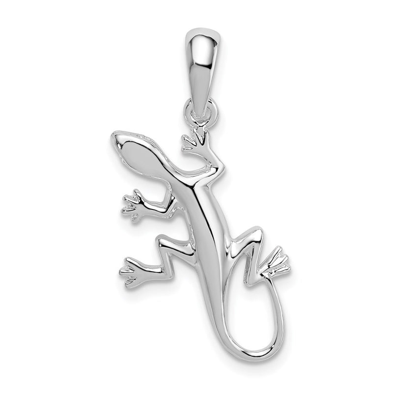 Sterling Silver De-Ani Rhodium-Plated Polished Gecko Pendant