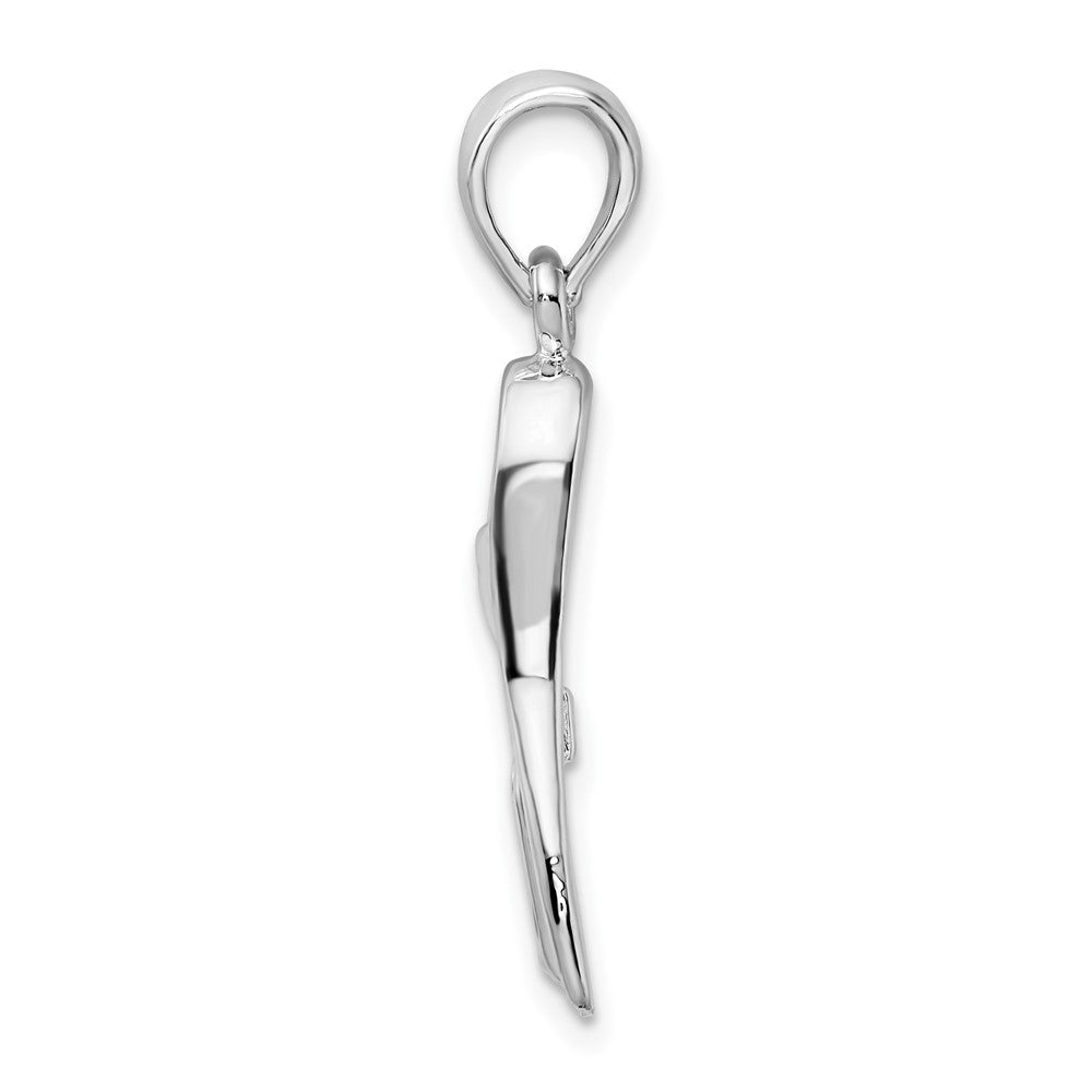 Sterling Silver De-Ani Rhodium-Plated Polished 3D Scuba Flipper Pendant