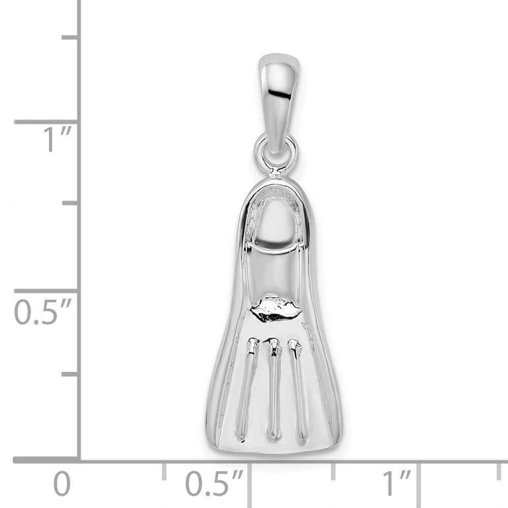 Sterling Silver De-Ani Rhodium-Plated Polished 3D Scuba Flipper Pendant
