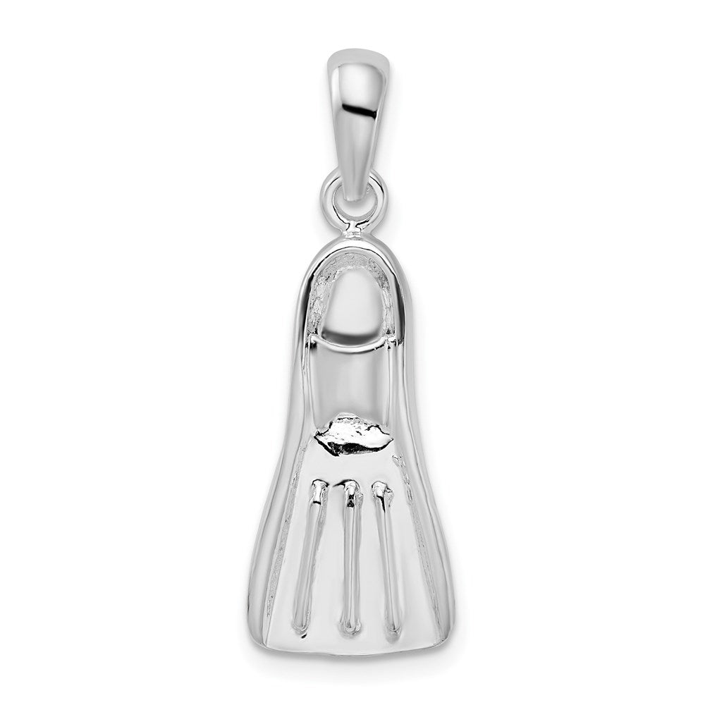 Sterling Silver De-Ani Rhodium-Plated Polished 3D Scuba Flipper Pendant