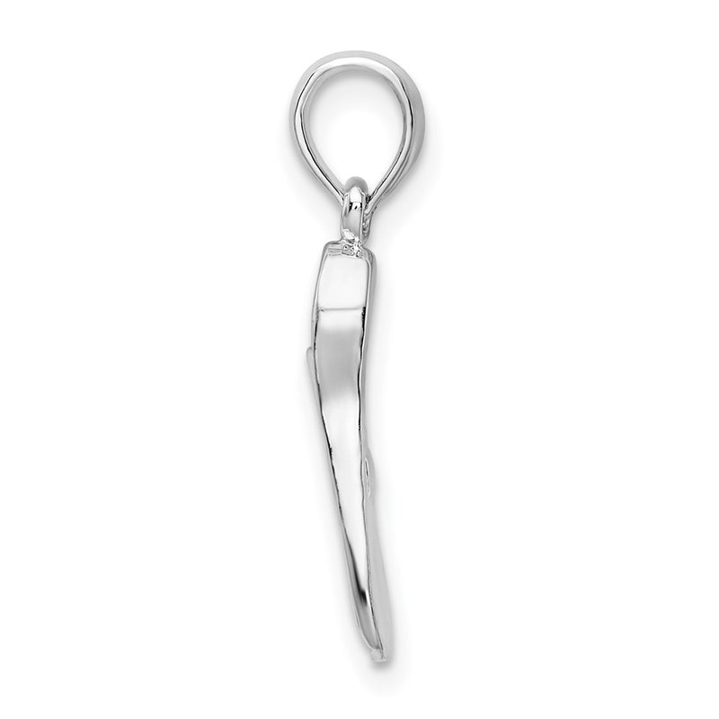Sterling Silver De-Ani Rhodium-Plated Polished 3D Scuba Flipper Pendant