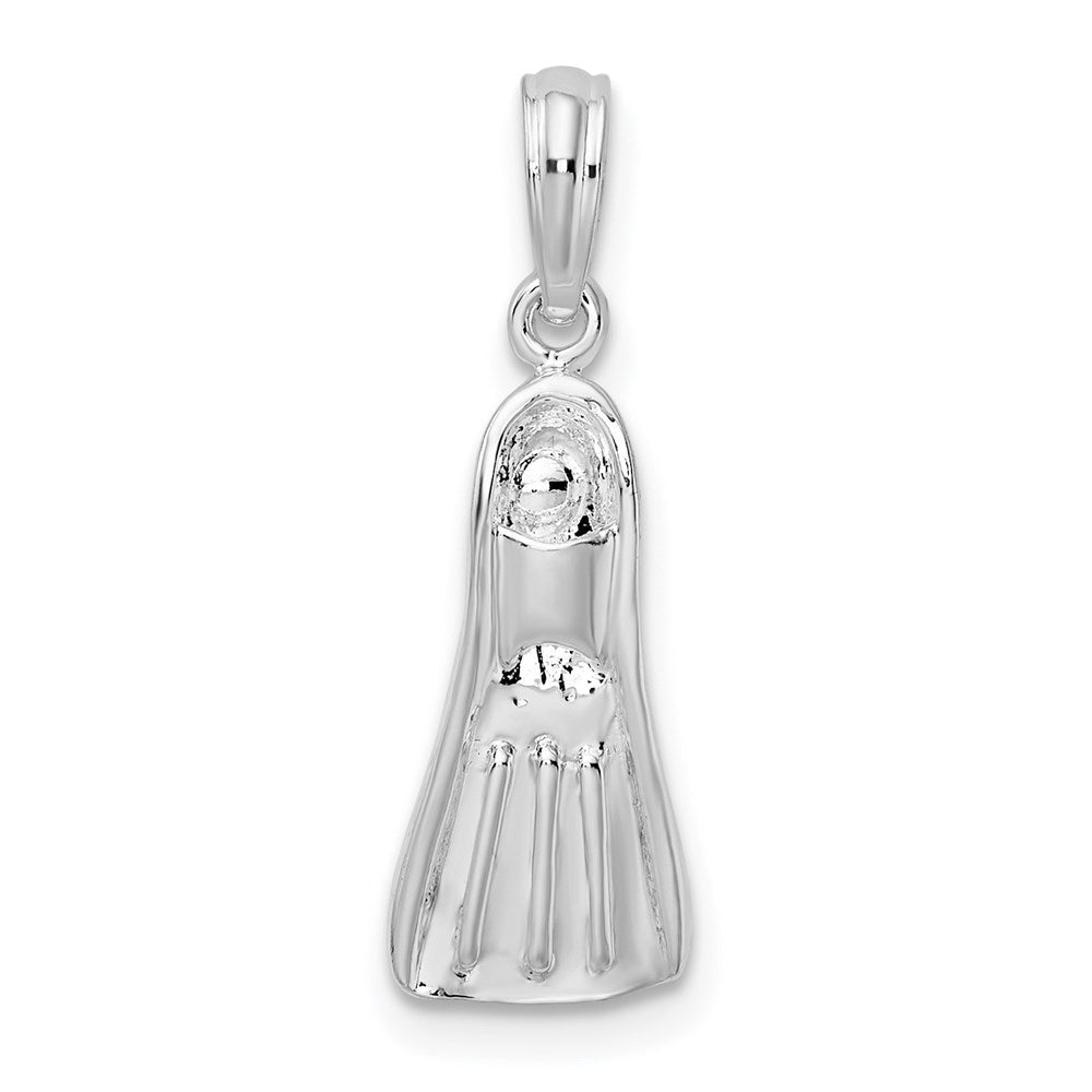 Sterling Silver De-Ani Rhodium-Plated Polished 3D Scuba Flipper Pendant