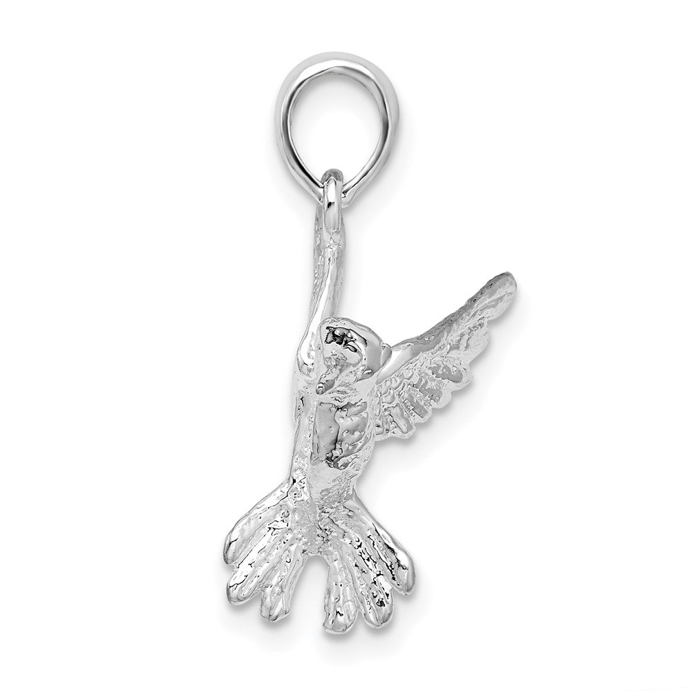 Sterling Silver De-Ani Rhodium-Plated Polished Hummingbird Pendant