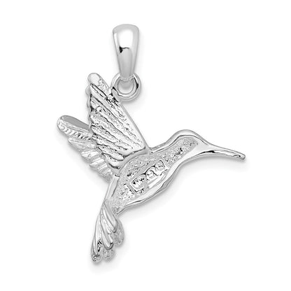 Sterling Silver De-Ani Rhodium-Plated Polished Hummingbird Pendant