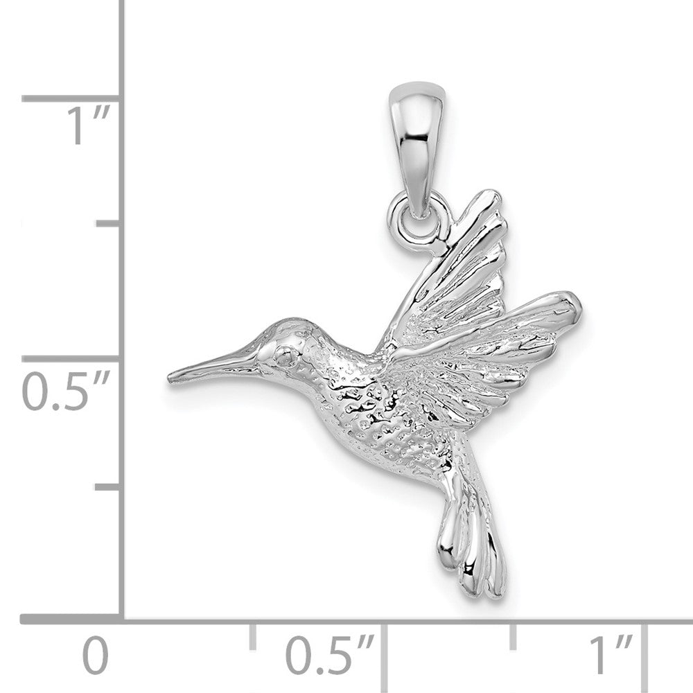 Sterling Silver De-Ani Rhodium-Plated Polished Hummingbird Pendant