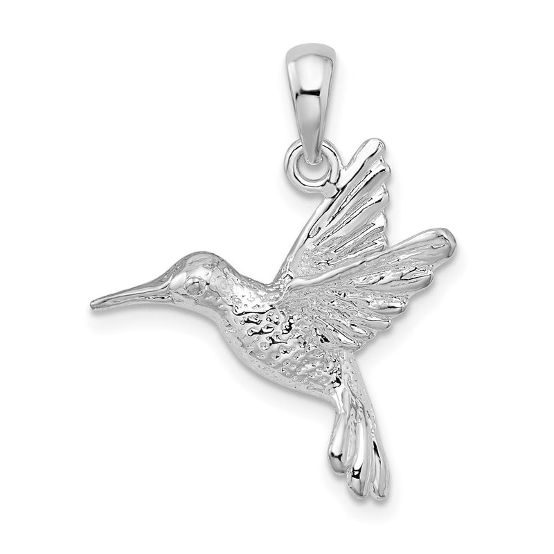 Sterling Silver De-Ani Rhodium-Plated Polished Hummingbird Pendant