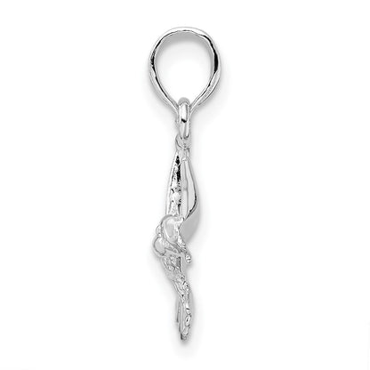 Sterling Silver De-Ani Rhodium-Plated Polished Hummingbird Pendant